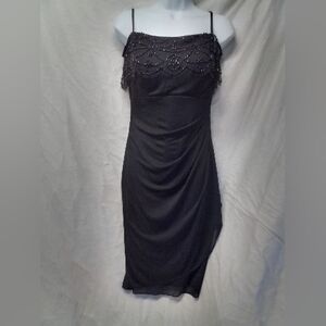 Black Ruched Sheath Cocktail Dress
